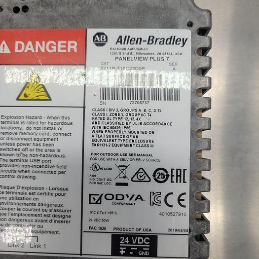 Used Allen-Bradley Panelview Plus 7 2711P-T10C22D9P Ser.A