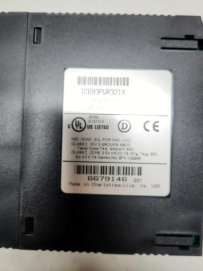 GE Fanuc IC693PWR321X nameplate