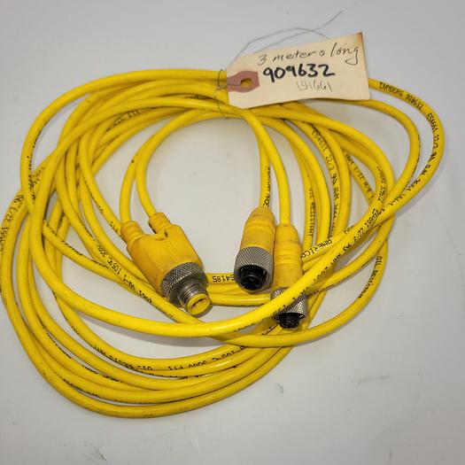 Used Lumberg Automation 909632 / E54661 dual end female / 3 Meters long w/ Splitter (4 prong male)