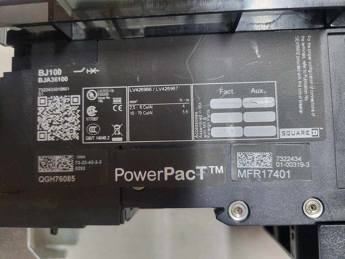 Used Schneider Electric PowerPacT BJA36100