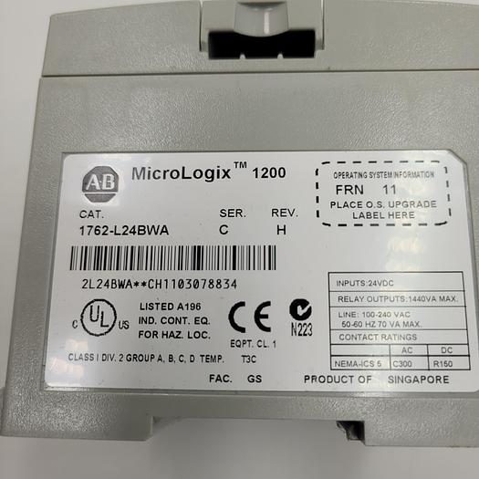 Used ALLEN BRADLEY MICRO LOGIX 1200 / 1762-L24BWA SER C REV H