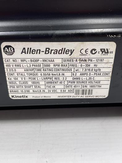Used Allen-Bradley MPL-B430-MK74AASer A 