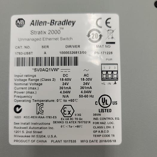 Used ALLEN BRADLEY STRATIX 2000 1783-US8T ETHERNET SWITCH