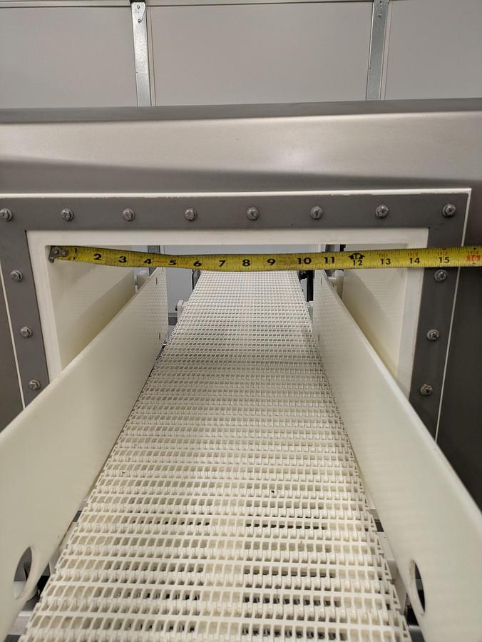 Used Safeline metal detector model SL1500, stainless conveyor, pneumatic reject
