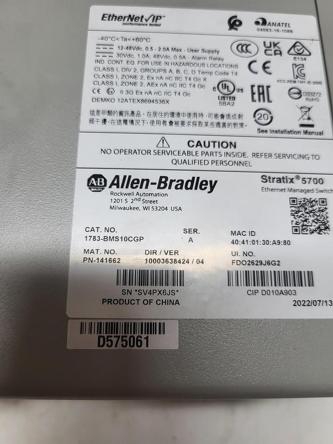 Allen-Bradley 1783-BMS10CGP Ser.A Stratix 5700 NEW no box