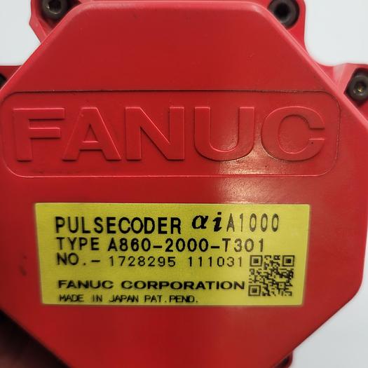 Used FANUC AC SERVO MOTOR MODEL: QIS4/5000HV TYPE: A06B-0216-B200 & PULSECODER aiA1000 Type A860-2000-T301
