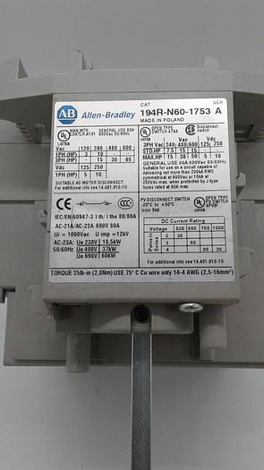 Used Allen-Bradley 194R-N60-1753 A