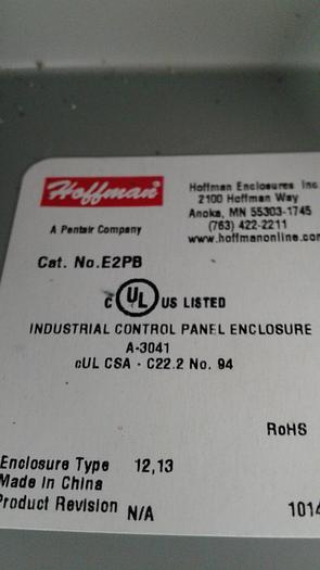 Used Hoffman Enclosure E2PB w/ Two Controls