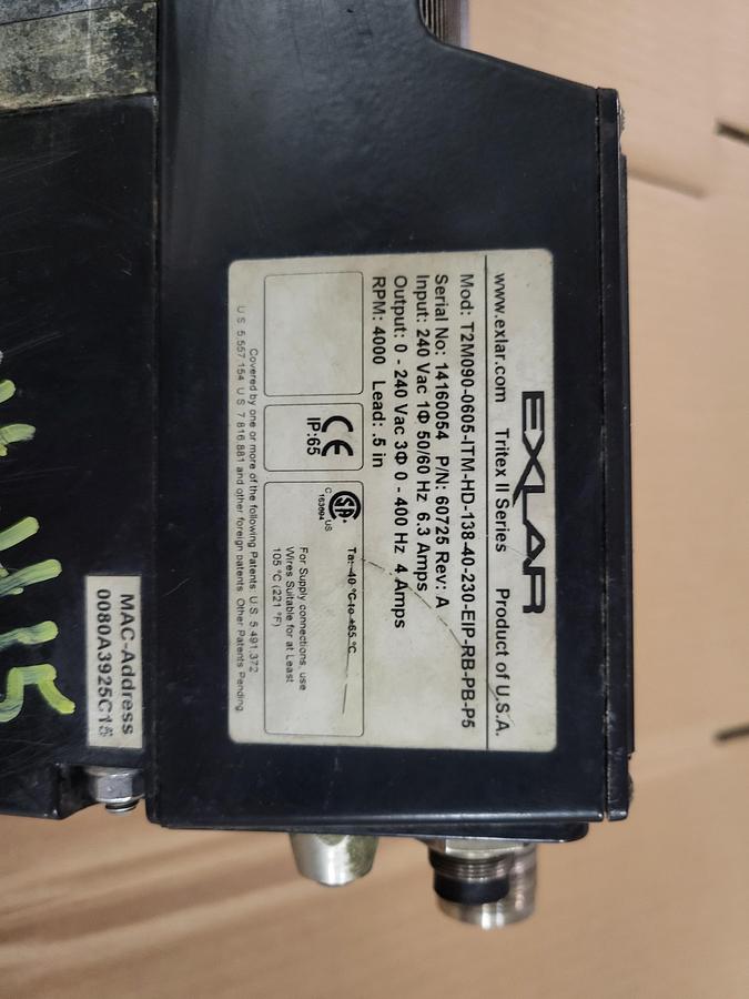 Used Exlar Tritex II SeriesT2M090-0605-ITM-HD-138-40-230-EIP-RB-PB-P5