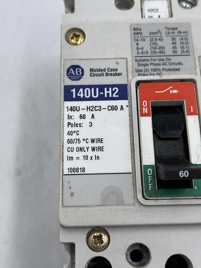 Used ALLEN-BRADLEY 140U-H2C3-60 A