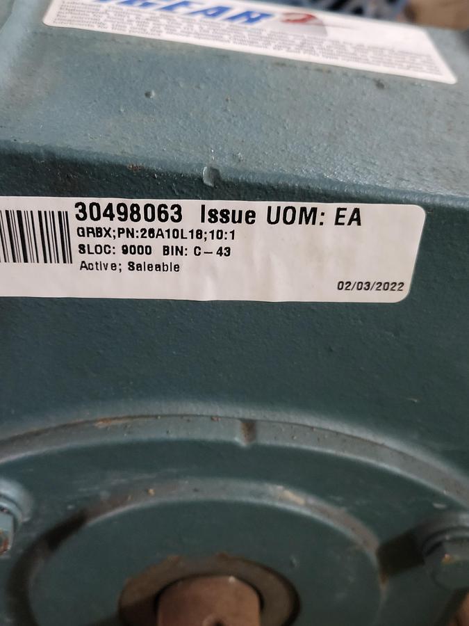 Used TIGEAR-2 Right Angle Worm Gear Reducer 26Q10L18 / 2.63 in Center Distance 180TC Frame Size - Left Output