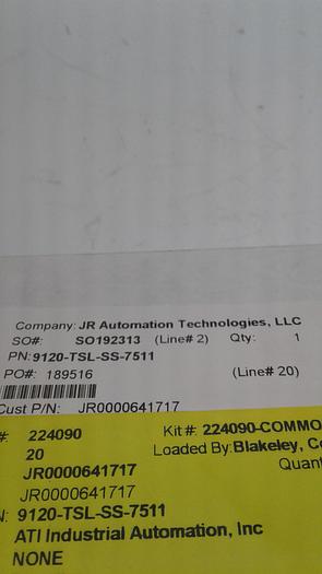 JR Industrial Automation 9120-TSL-SS-7511