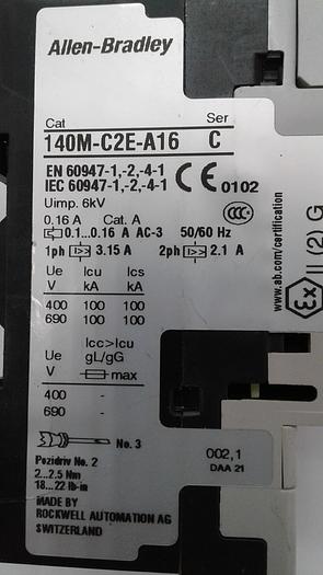 Used Allen-Bradley 140-C2E-A16