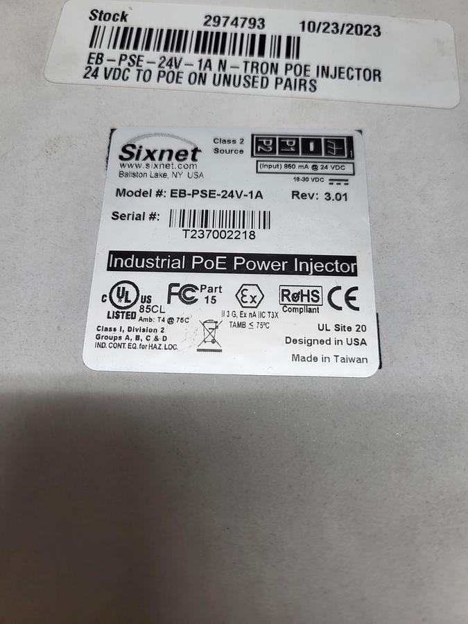 Sixnet EB-PSE-24V-1A Power Injector