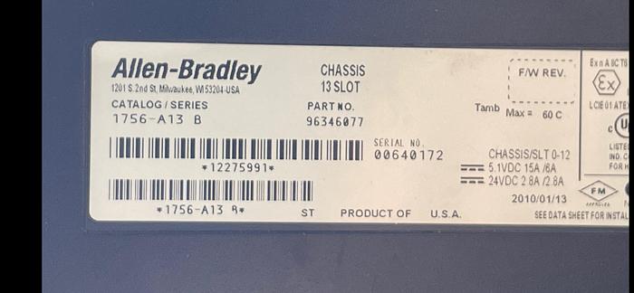 Used Allen-Bradley 1756-PA72/C, A13 