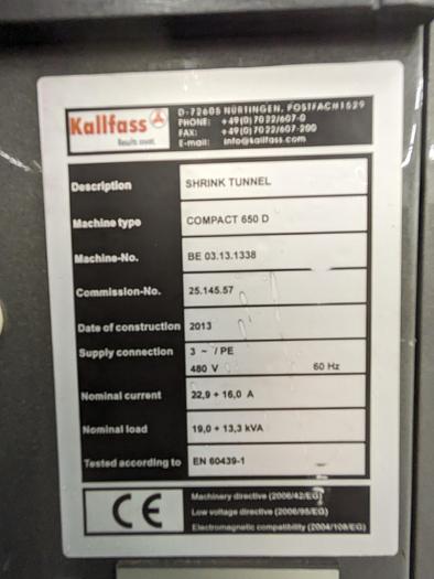 Used Kallfass Universa Servo 500 high speed automatic shrink wrap / with heat tunnel