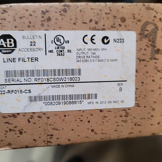 ALLEN BRADLEY LINE FILTER 22-RF018-CS in box***