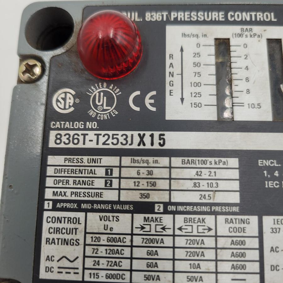 Used ALLEN BRADLEY 836T-T253JX15 ser. A pressure control