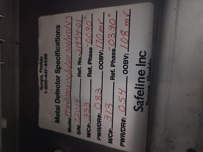 Used Safeline metal detector 12" x 3" opening