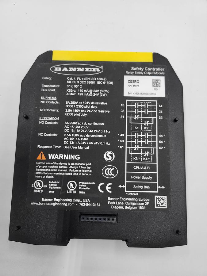 Used Banner XS2ro PN: 85075 Safety Controller Relay Safety Output Module