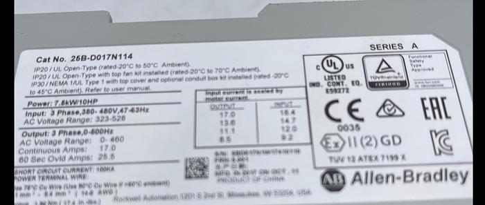 Used Allen-Bradley 25B-D017N114 Ser A 