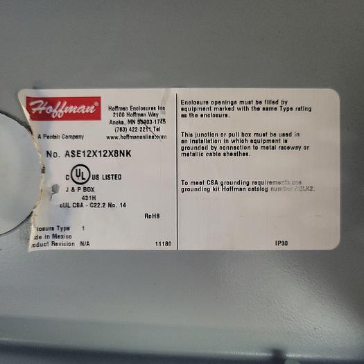 Hoffman A14128CH/SPL Cutout Box Industrial Control Panel Enclosure
