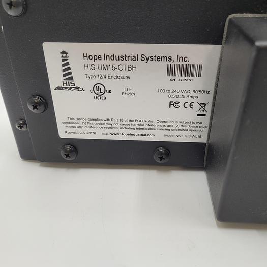 Used HOPE INDUSTRIAL SYSTEMS HIS-UM15-CTBH MONITOR