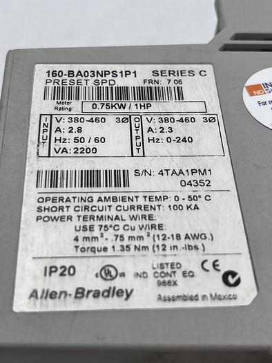 Used Allen-Bradley 160-BA03NPS1P1 Ser C 