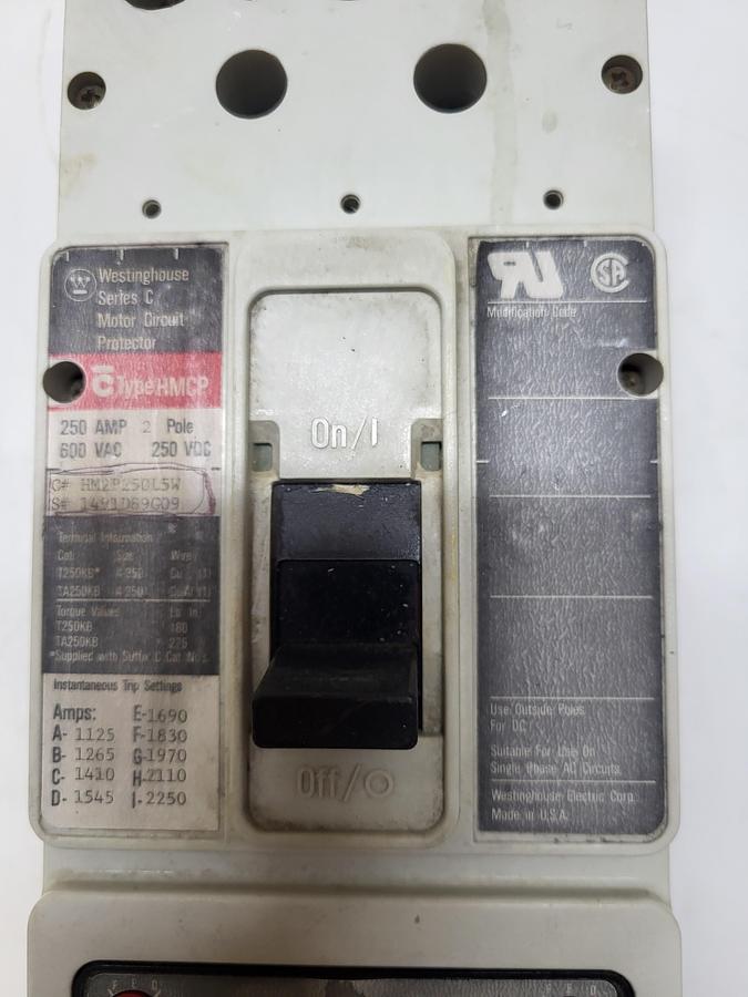 Used Westinghouse Series C Motor Circuit Protector Type HMCP HM2P250L5W