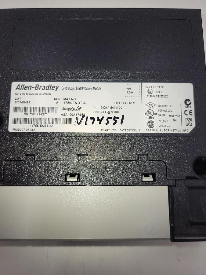 Used Allen Bradley ControlLogix EnetIP Comms Module 1756-ENBT