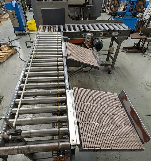 Used roller conveyor, 90 degree transition, pack station