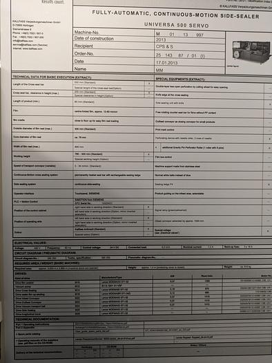 Used Kallfass Universa Servo 500 high speed automatic shrink wrap / with heat tunnel