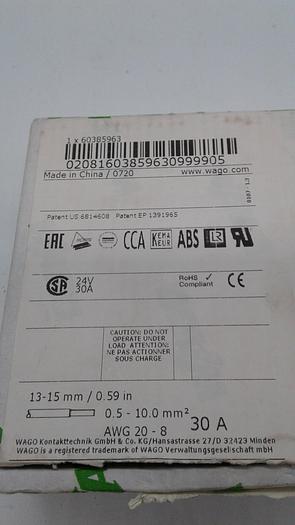 Used Wago Ground Conductor Disconnect 60385963