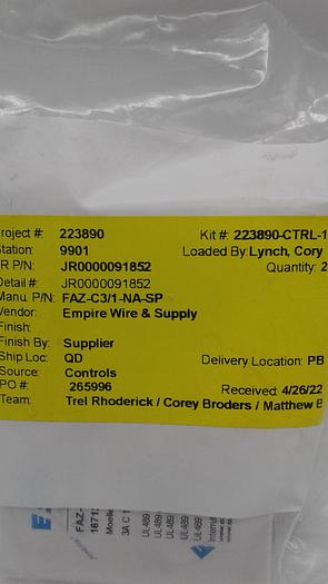 Eaton 223890 JR0000091852  FAZ-C3/1-NA-SP