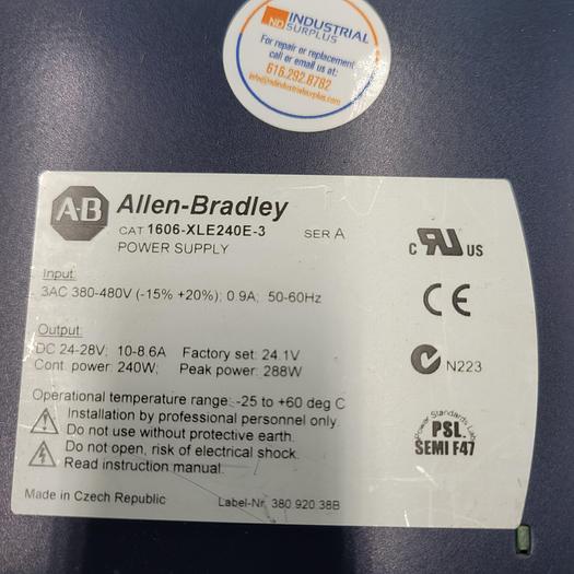 Used ALLEN BRADLEY 1606-XLE POWER SUPPLY 1606-XLE240E-3