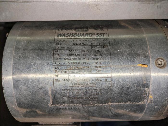 Used conveyor, stainless steel frame, 6" wide 15' long intralox belt adjustable feet flip up rails