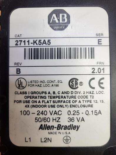 Used Allen-Bradley Panelveiw 550 2711-K5A5 Ser.E