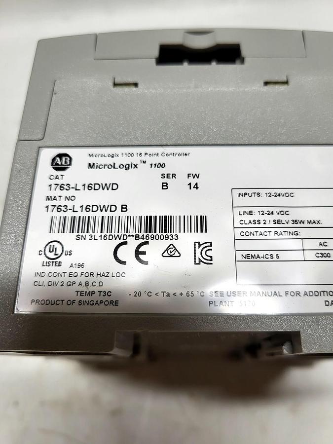 Allen-Bradley 1763-L16DWD nameplate