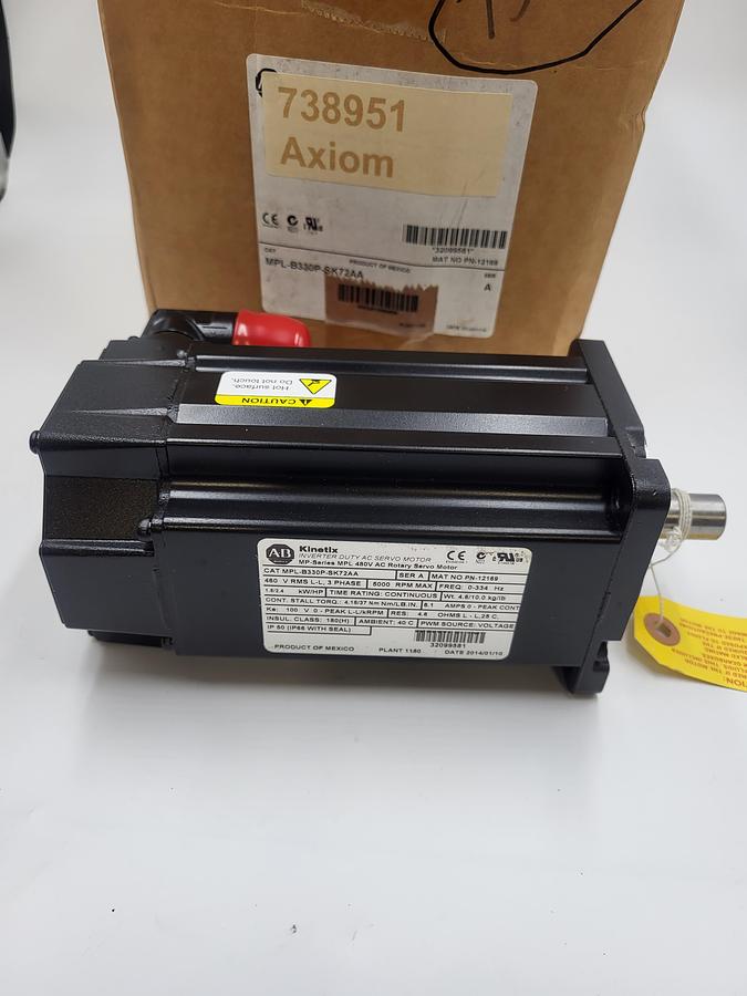 Allen Bradley Kinetix Inverter duty AC Servo Motor MPL--B330P-SK72AA / PN - 12169 / 460V 5000 RPM 1.8/2.4 kW/HP *new in box*