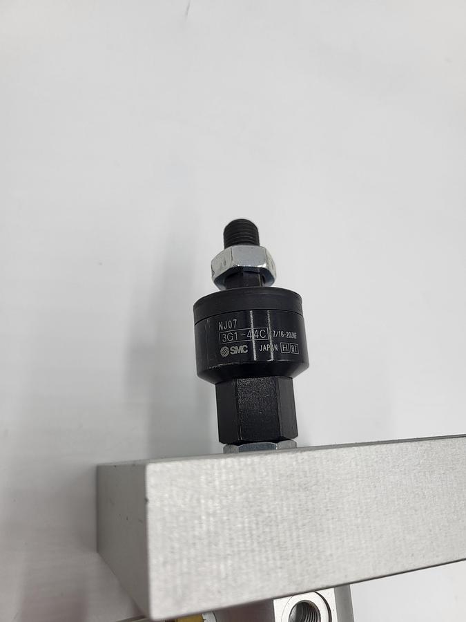 Used SMC CYLINDERS NCDGBA32-1300 Cylinder, 1.25 in. Bore, 3 in. Stroke, Double Acting & 3G1-44C floating joint & mounting plate