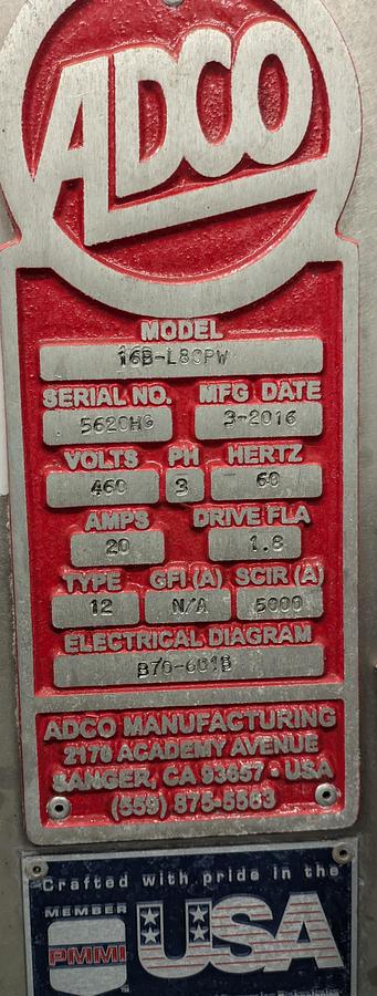 Used ADCO trisealer model 16B-L80PW