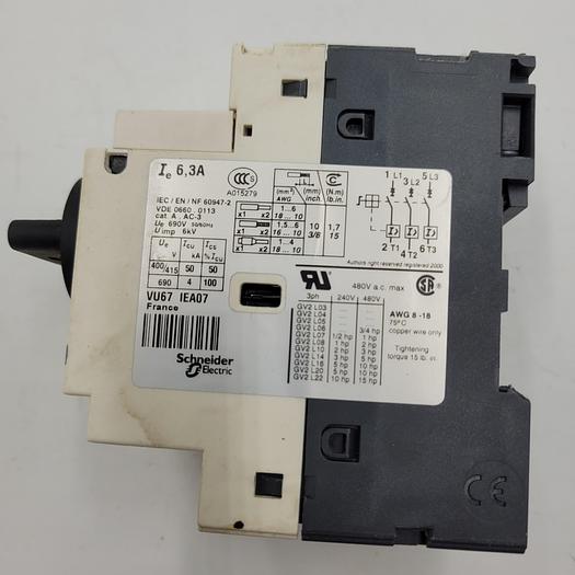 Used TELEMECANIQUE GV2-L10 CIRCUIT breaker 6.3A