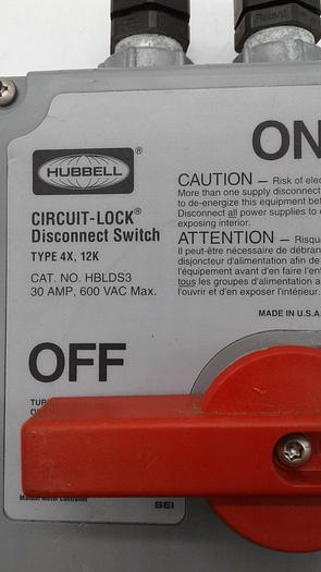 Used Hubbell Circuit- Lock Disconnect Switch HBLDS3