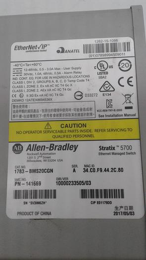 Used Allen-Bradley Stratix 5700 Ethernet Managed Switch 1783-BMS20CGN