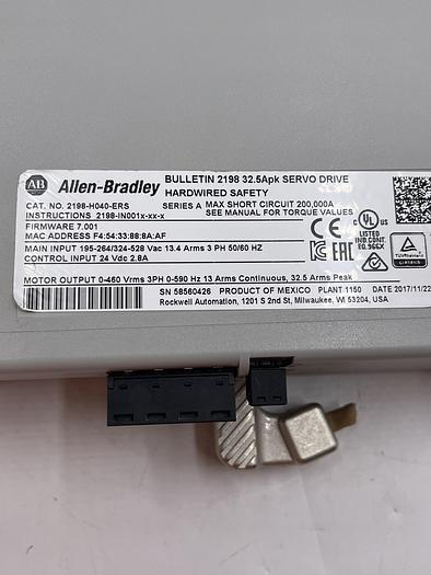 Used Allen-Bradley 2198-H040-ERS SER A 