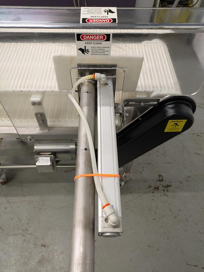 Used Safeline metal detector model SL1500, stainless conveyor, pneumatic reject