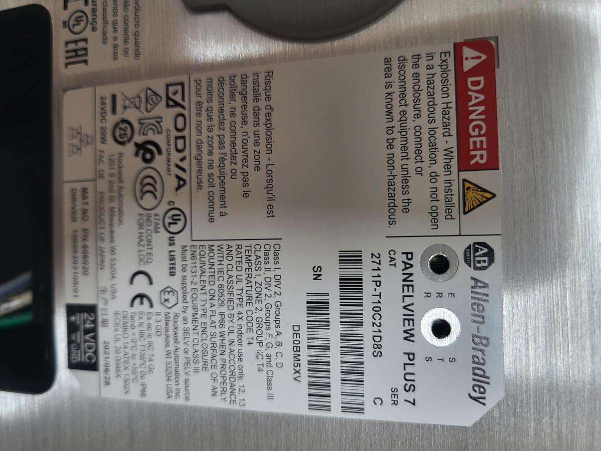 Used Allen-Bradley Panelview Plus 7 2711P-T10C21D8S Ser.C