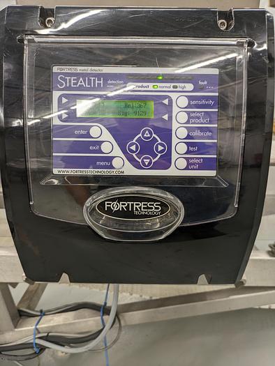 Used Fortress Stealth metal detector, Satinless steel conveyor ( food grade)