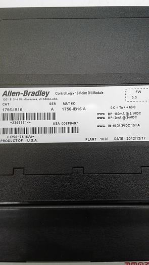 Used Allen-Bradley Control Logix 16 Point D/I Module DC Input 1756-IB16