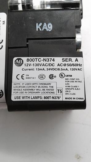 Used Allen-Bradley 800HC-FRXTQH2R3BX Button Control